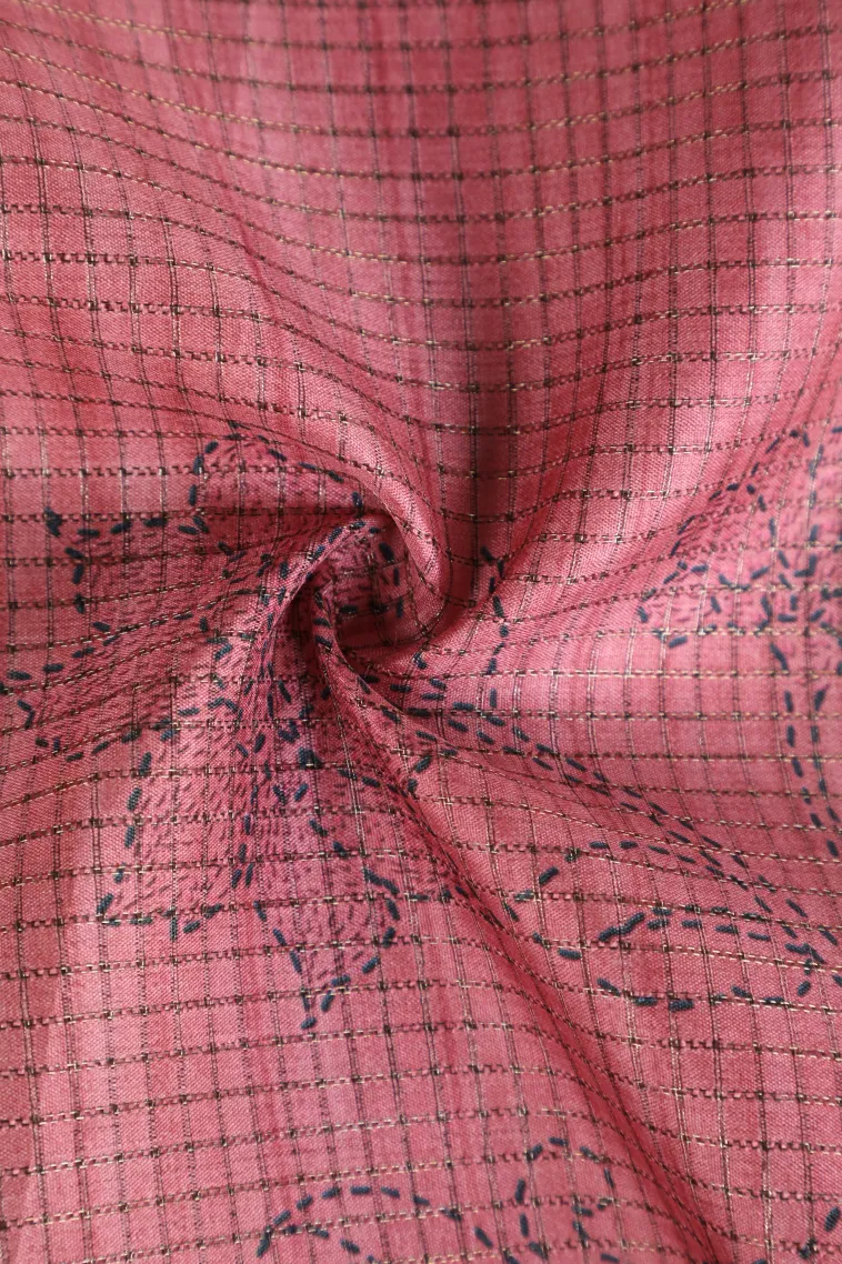 Crepe Pink Tussar Saree with Thread Zari Floral Patterns view 4