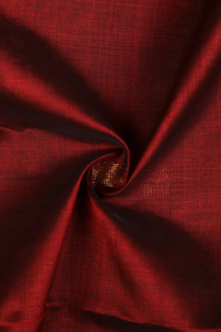 Berry Red Silk Cotton with Gold Zari Buttis (small Dots Or Motifs) view 4