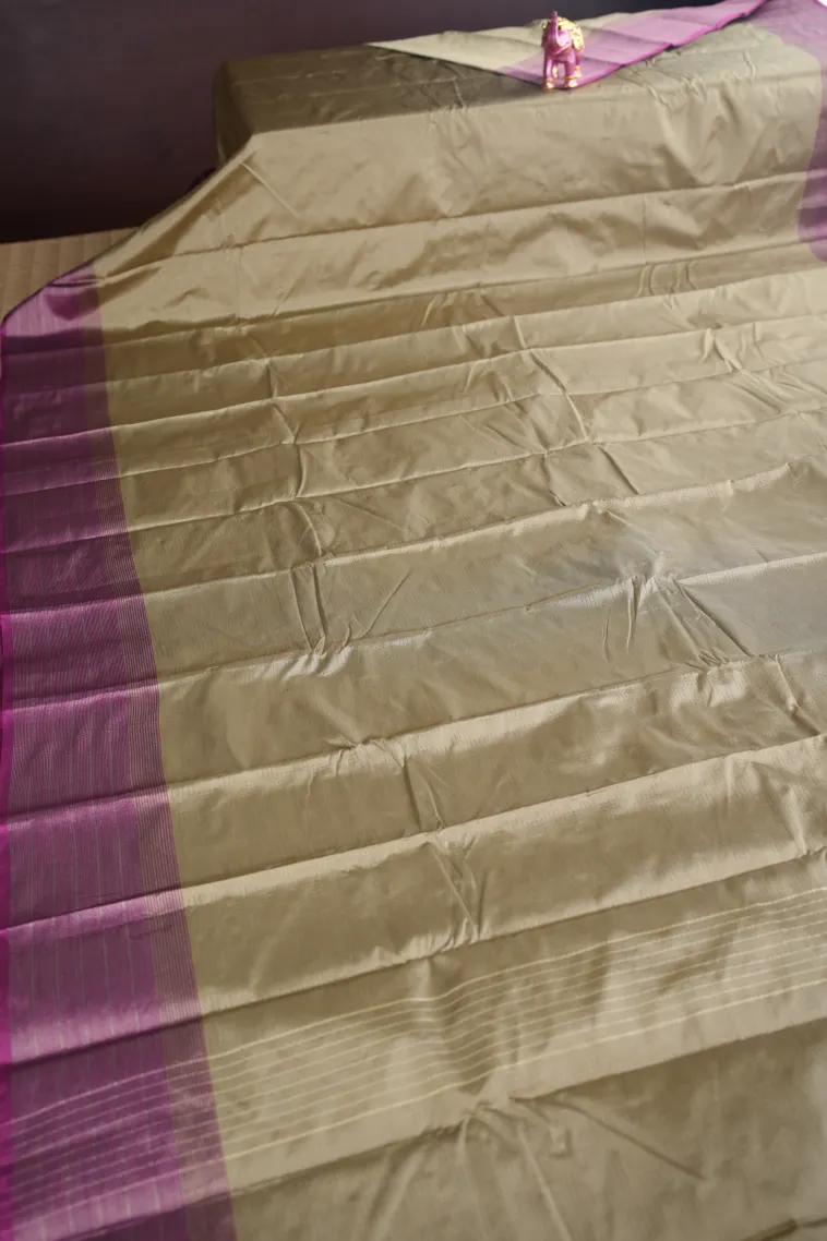 Sandollar Yellow Arani Silk Sarees with Gold Zari Stripes view 2