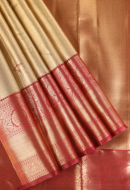 Gold Apoorva Silk Sarees with Gold Zari Small Checks Pattern