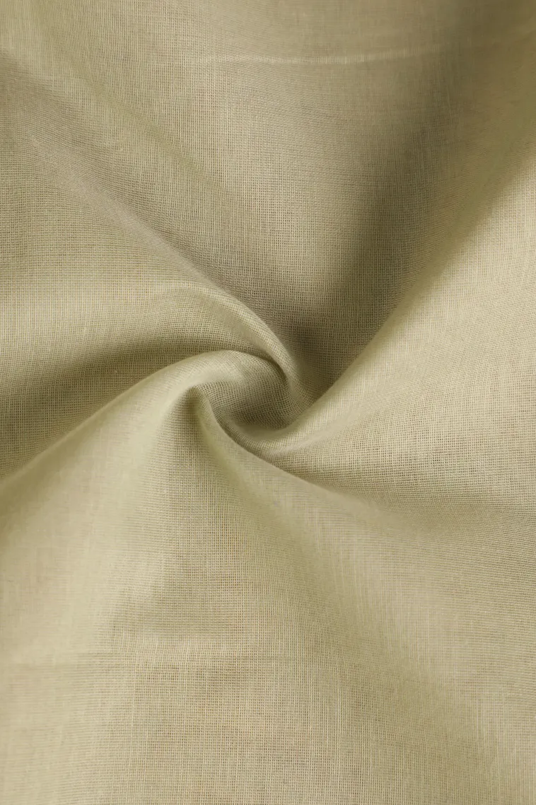 Pistachio Green Silk Cotton Without Zari With Tree Mottif view 4