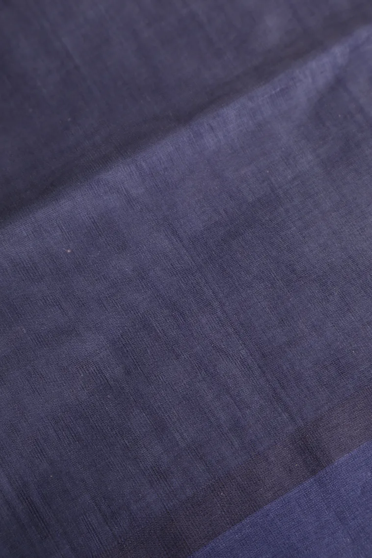 Stone Blue Pure Handloom Kovai Cotton Without Zari With Flower Mottif view 3