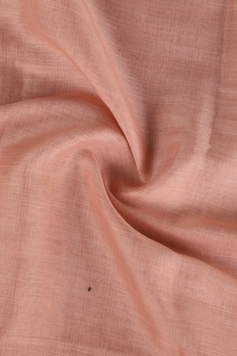 Peach Pink Tissue Silk Sarees with Thread Zari Plain view 4