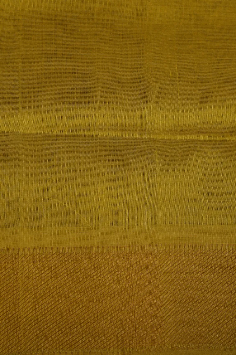 Bottle Green Silk Cotton with Gold Zari Plain view 3