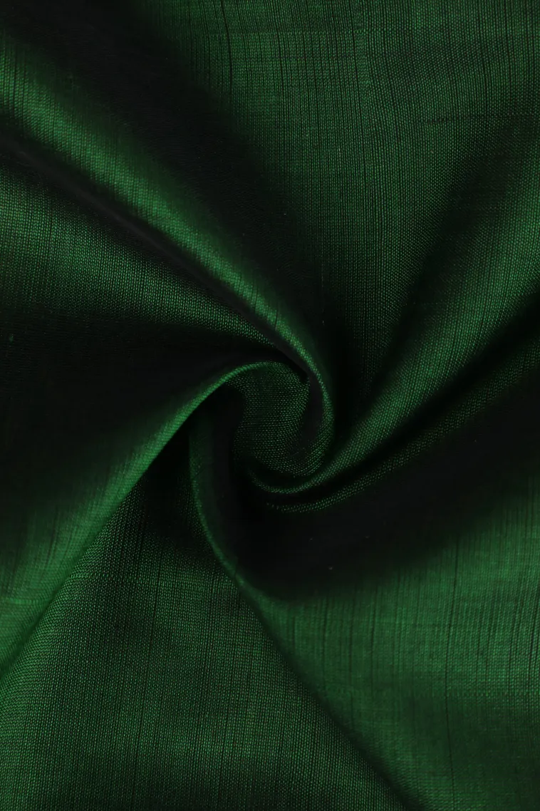 Bottle Green Silk Cotton with Gold Zari Plain view 4