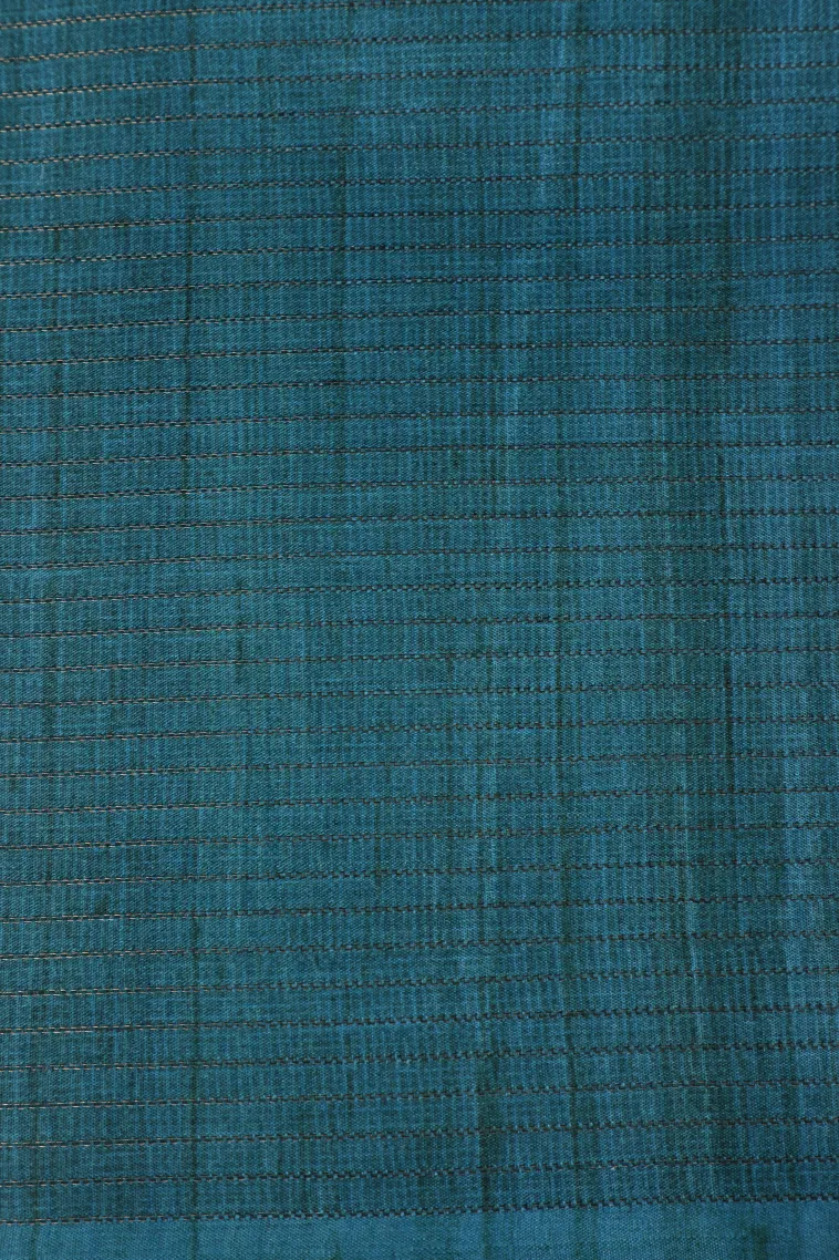 Lemon Yellow Tussar Saree with Gold Zari Small Checks Pattern view 3