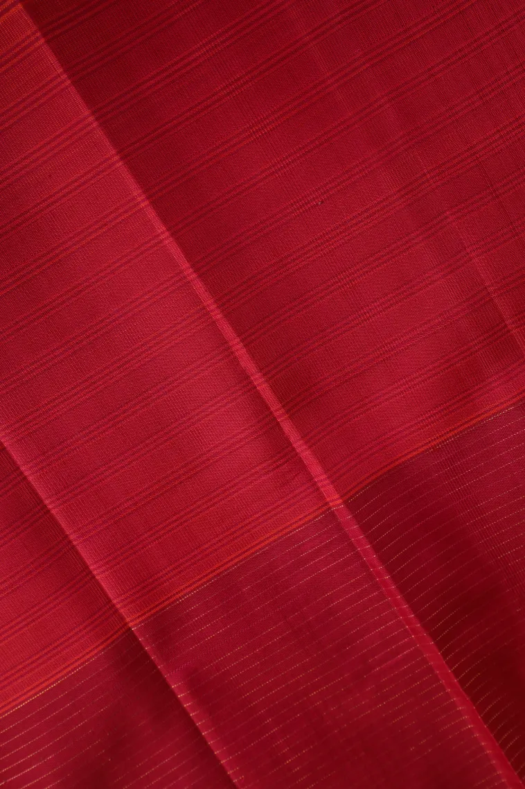 Magenta Purple Kanchipuram Silk Sarees with Gold Zari Checks view 3