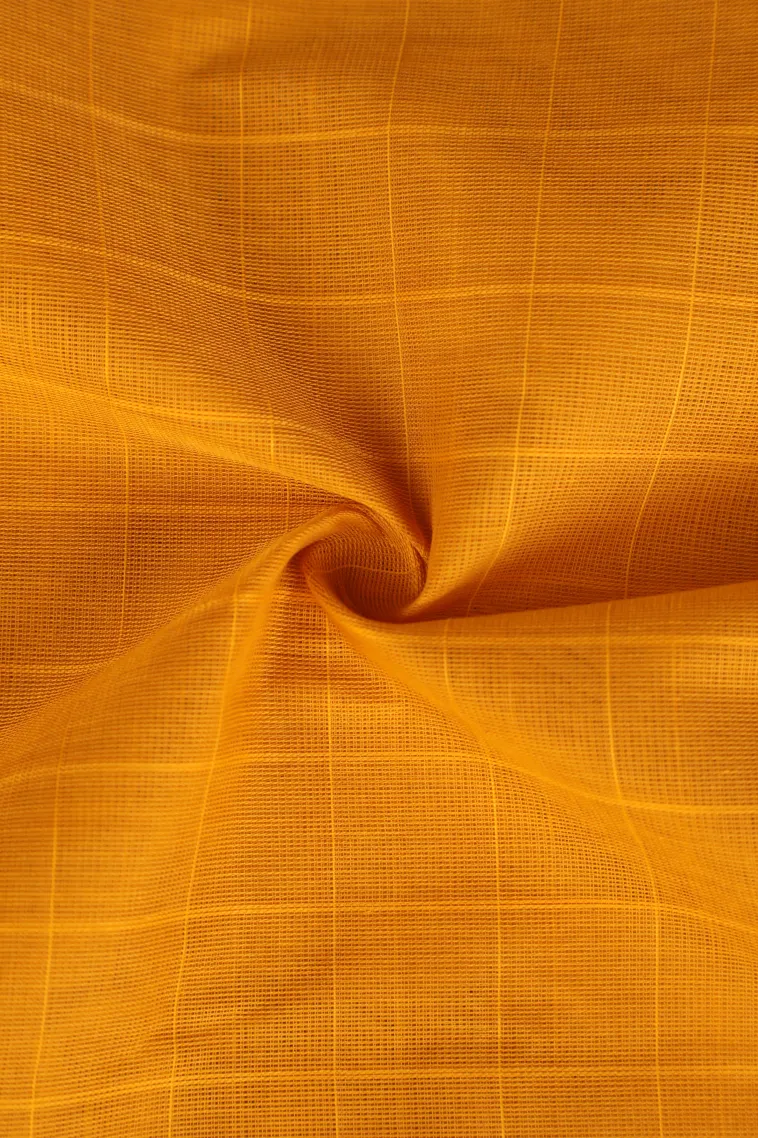 Lemon Yellow Pure Handloom Kovai Cotton with Gold Zari Checks view 4