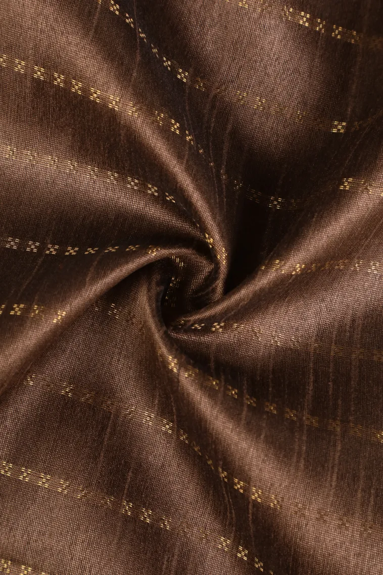 Coffee Brown Tussar Saree with Gold Zari Cross Straipes view 4