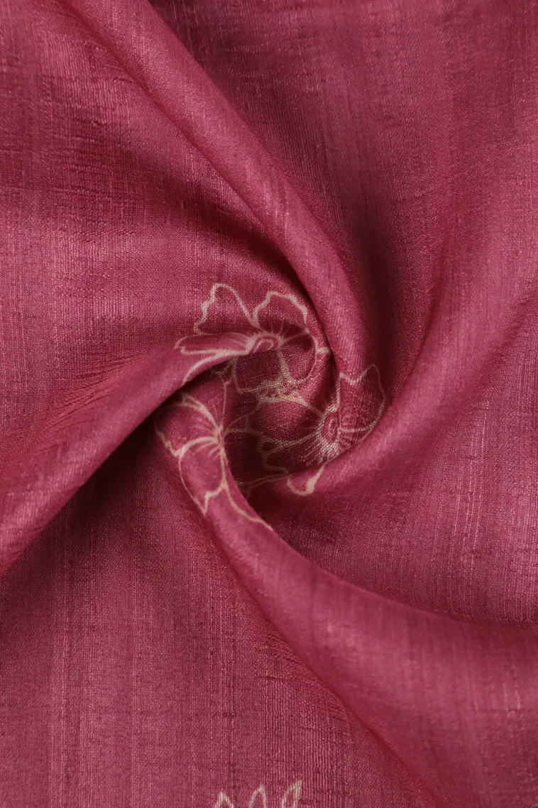 Rose Pink Semi Tussar Silk Without Zari With Geometric Shapes view 4