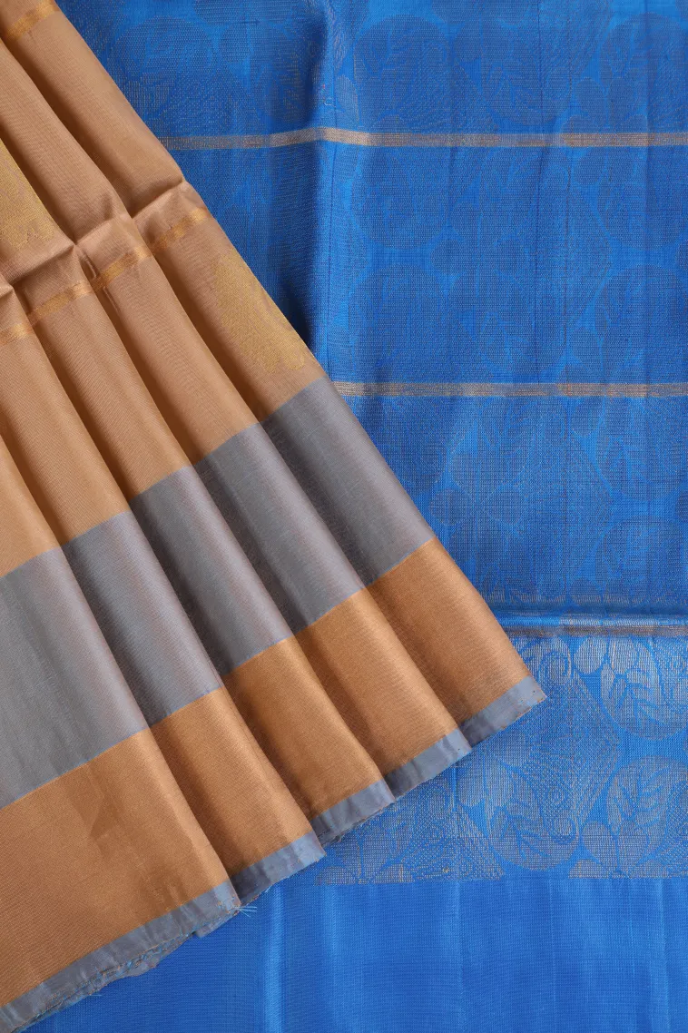 Sand Yellow Soft Silk Saree with Gold Zari Checks And Puttas
