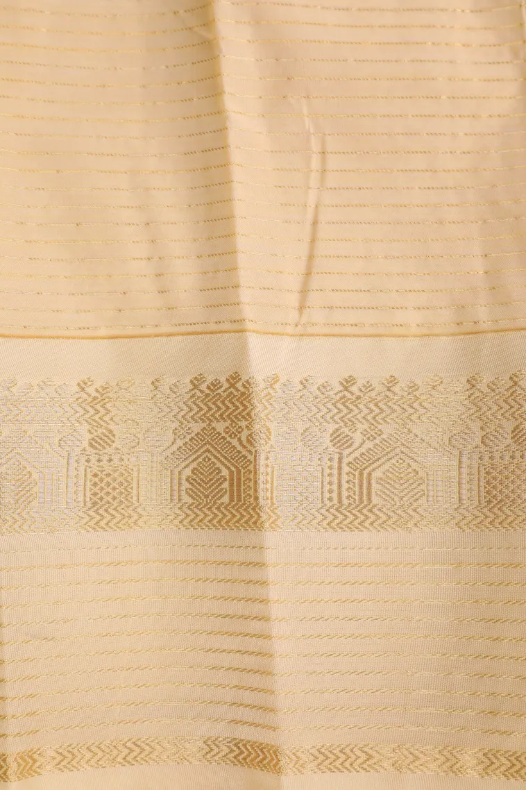 Sage Green Visiri Madippu Silk Sarees with Gold Zari Checks And Puttas view 3