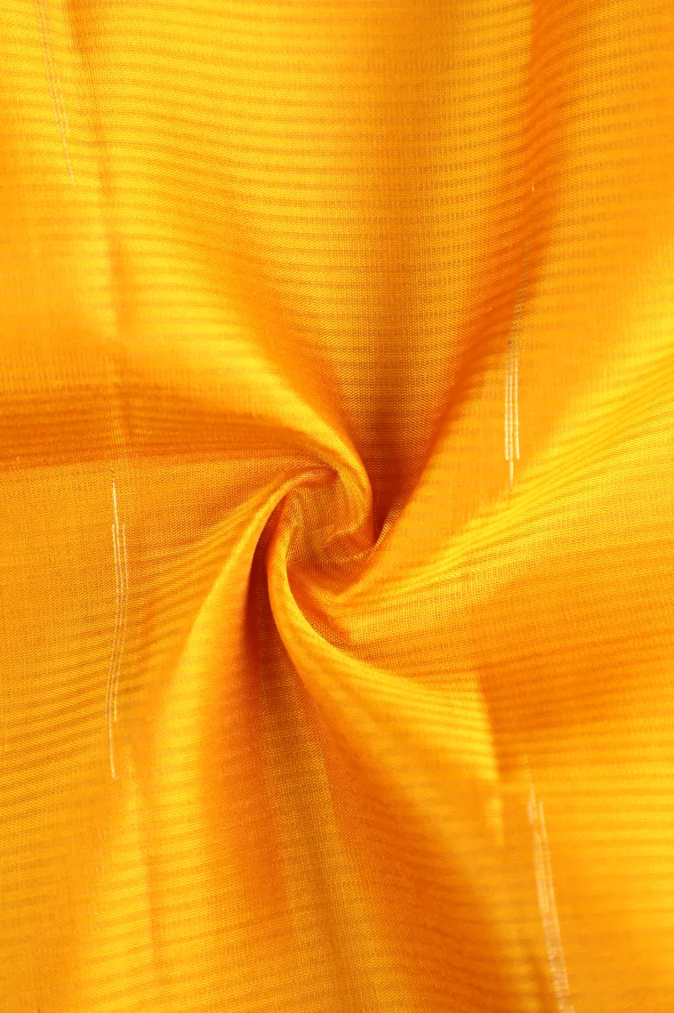 Lemon Yellow Soft Silk Saree with Gold Zari Vaira Oosi view 4