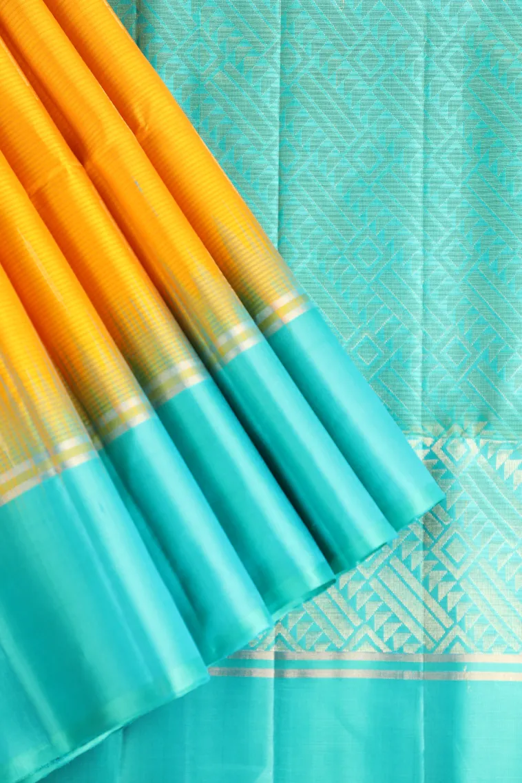 Lemon Yellow Soft Silk Saree with Gold Zari Vaira Oosi