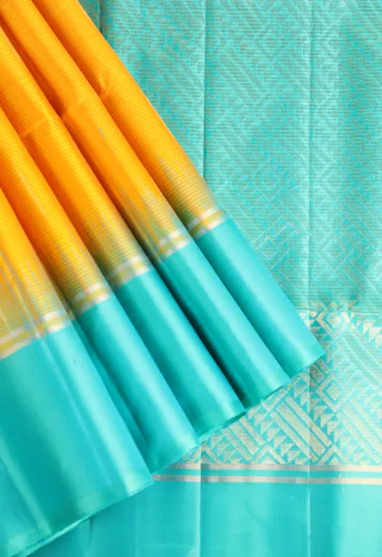 Lemon Yellow Soft Silk Saree with Gold Zari Vaira Oosi