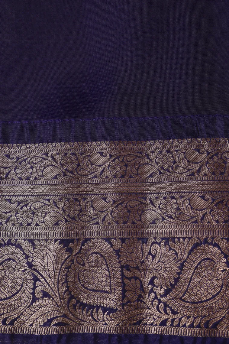 Caramel Brown Soft Silk Saree with Gold Zari Mango Puttas view 3