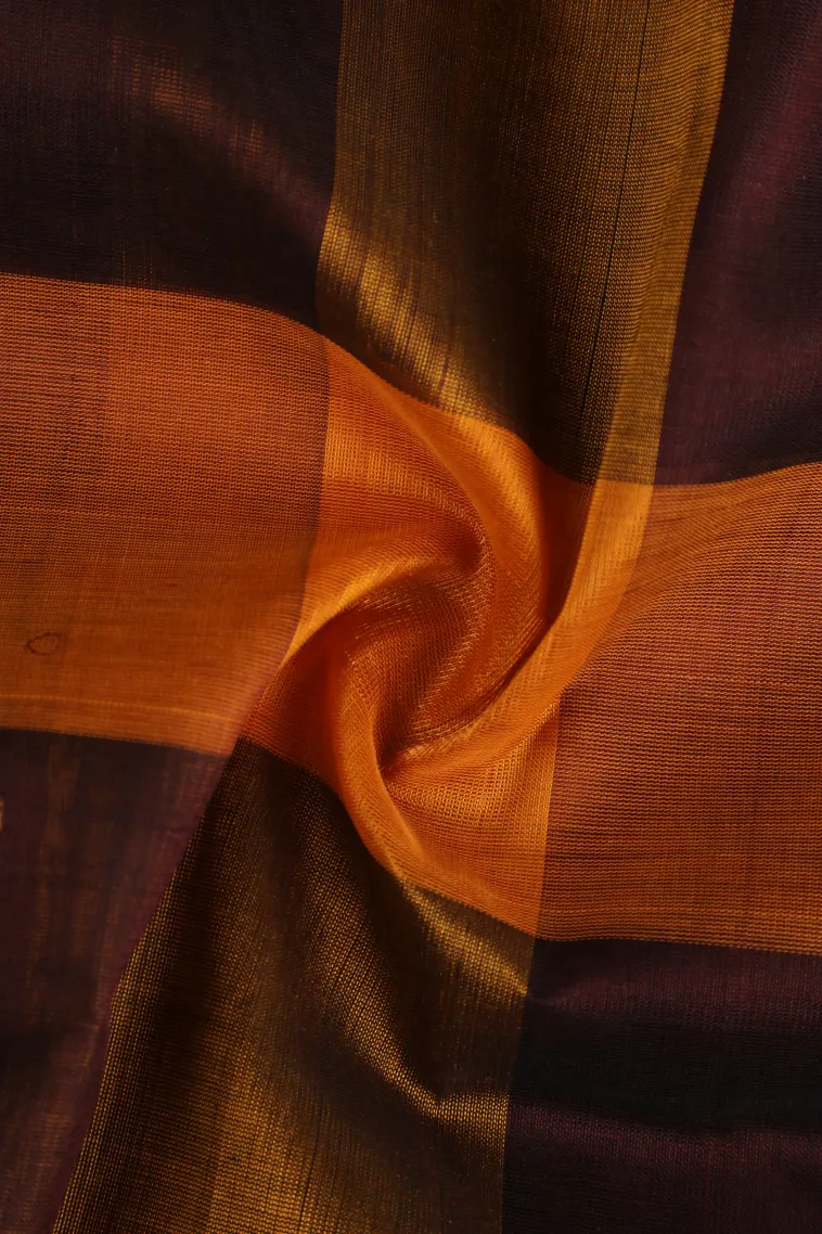 Lemon Yellow Silk Cotton with Gold Zari Checks And Puttas view 4