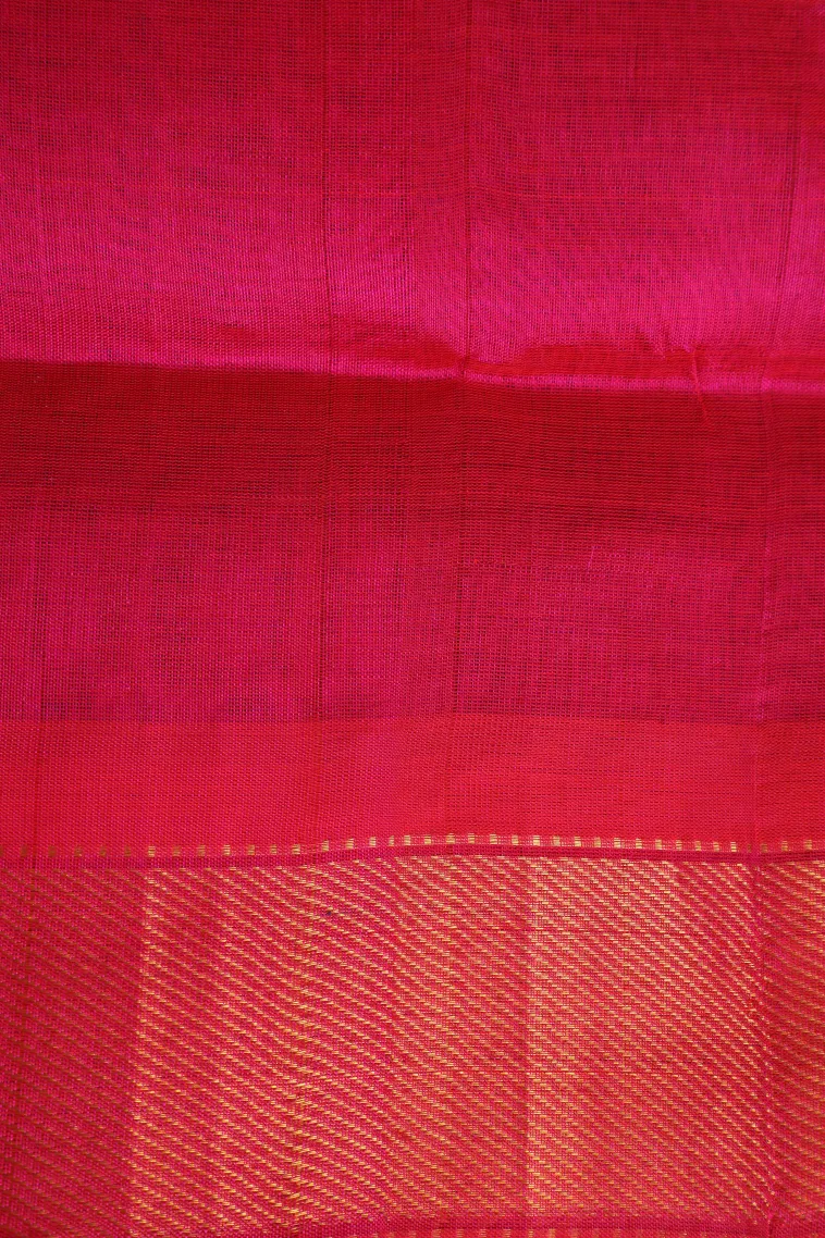 Berry Blue Silk Cotton with Gold Zari Plain view 3