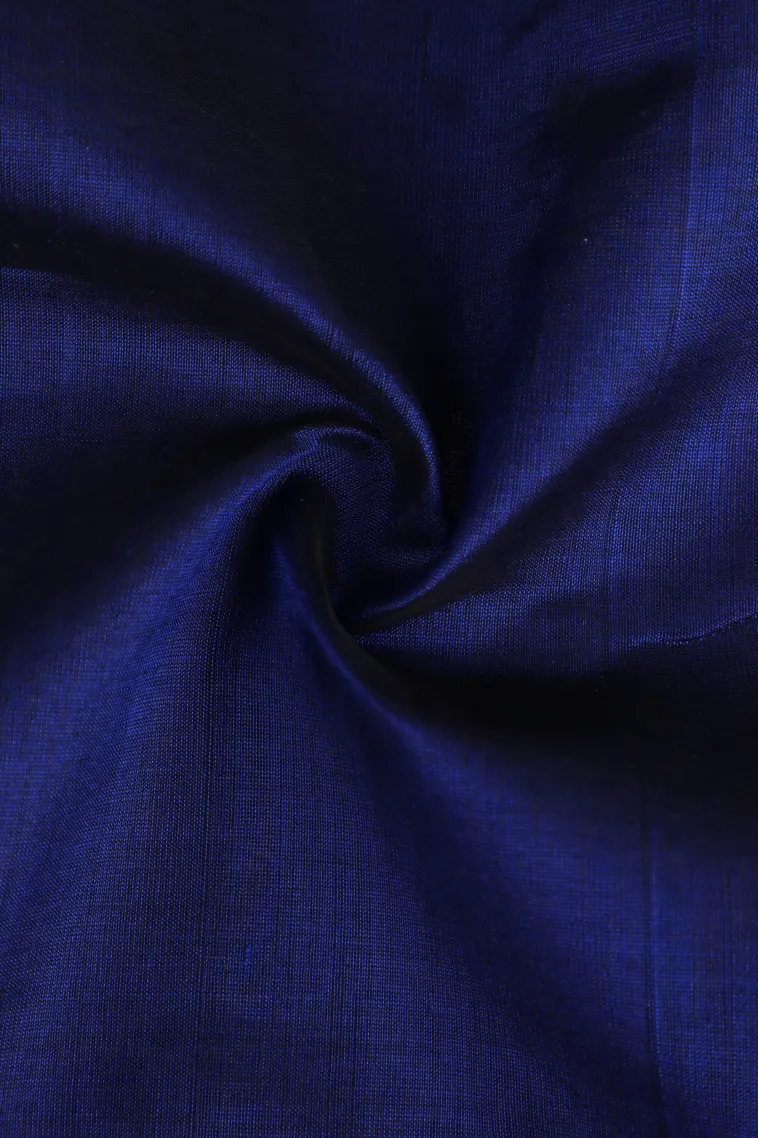 Berry Blue Silk Cotton with Gold Zari Plain view 4