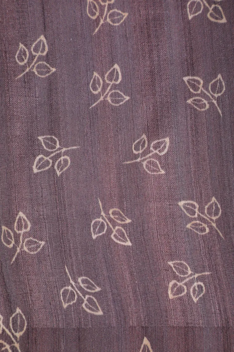 Heather Purple Semi Tussar Silk Without Zari With Geometric Shapes view 3