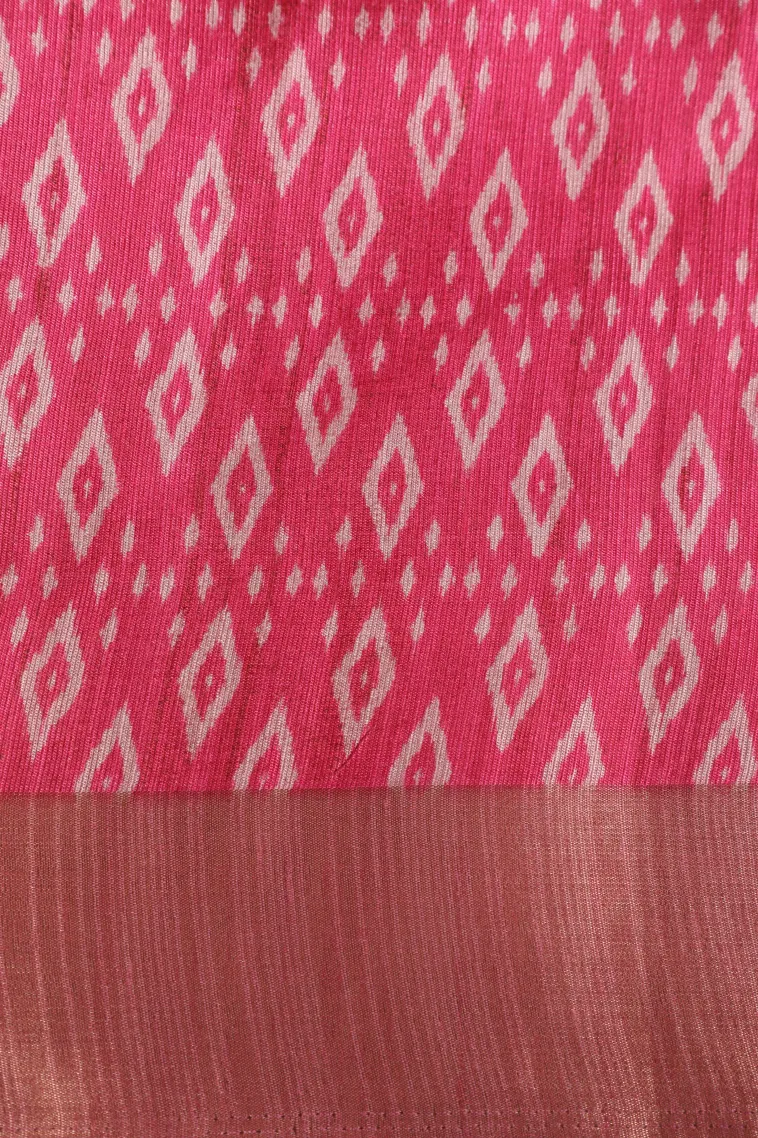 Cotton White Semi Tussar Silk with Gold Zari Birds And Floral Pattern view 3