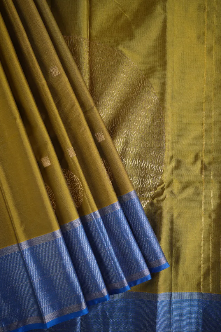 Metallic Gold Arani Silk Sarees with Gold Zari Geometric Shapes