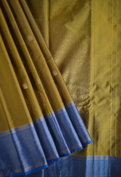 Metallic Gold Arani Silk Sarees with Gold Zari Geometric Shapes