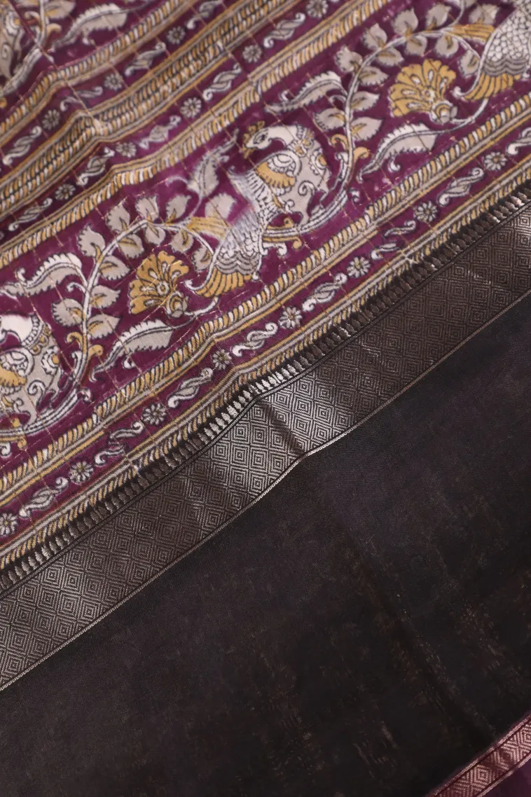 Smoke White Chanderi Cotton Sarees with Gold Zari Stripes view 3