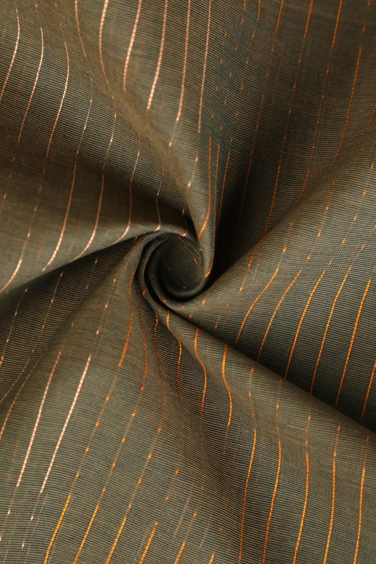 Sage Green Pure Handloom Kovai Cotton Without Zari With Stripes And Puttas view 4