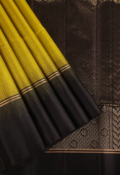 Lemon Yellow Soft Silk Saree with Gold Zari Vaira Oosi