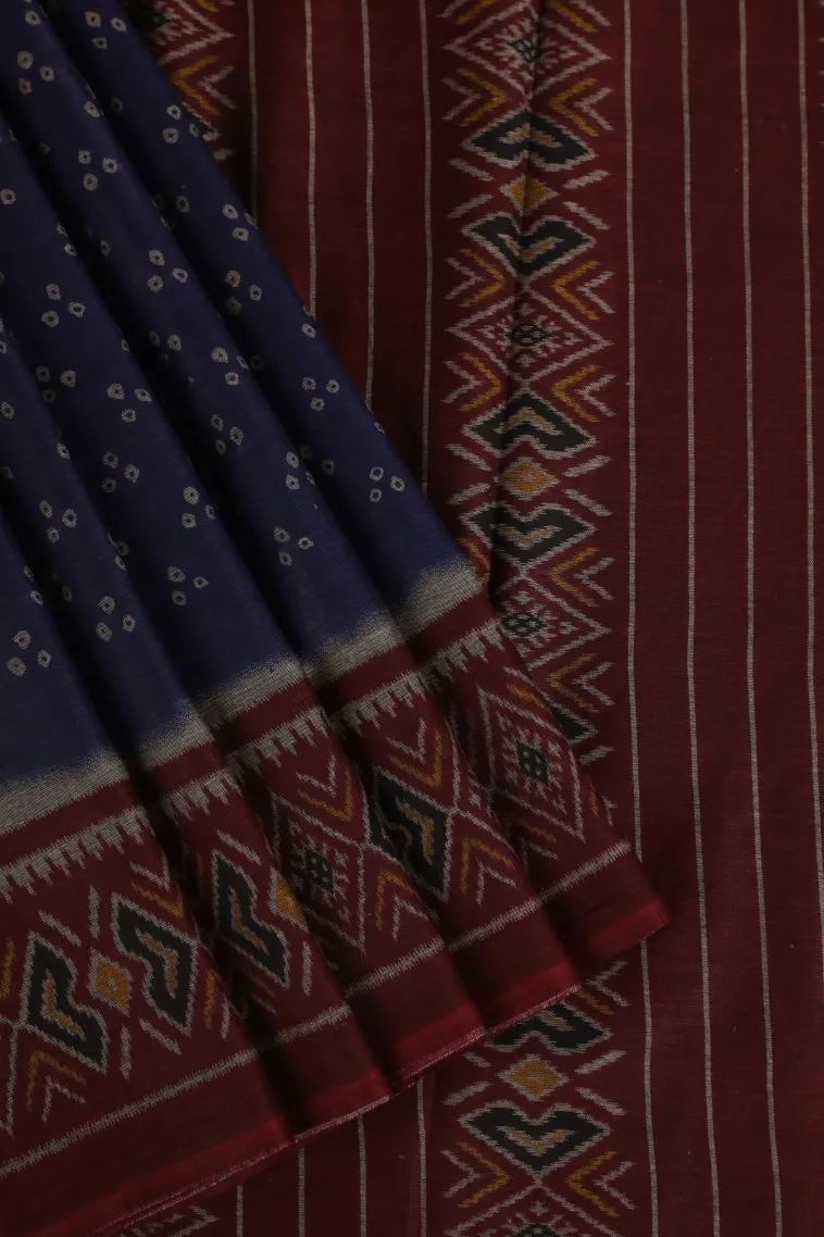 Berry Blue Chanderi Cotton Sarees Without Zari With Pathik Motifs