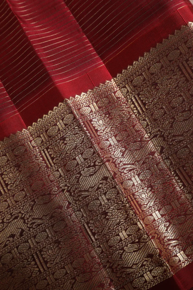 Salmon Pink Kanchipuram Silk Sarees with Gold Zari Checks view 3