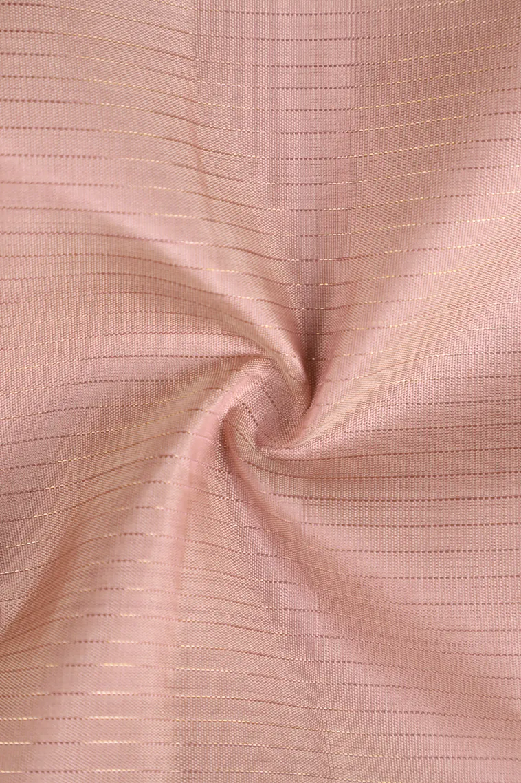 Salmon Pink Kanchipuram Silk Sarees with Gold Zari Checks view 4