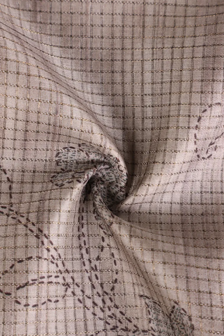 Salt White Tussar Saree with Thread Zari Floral Patterns view 4