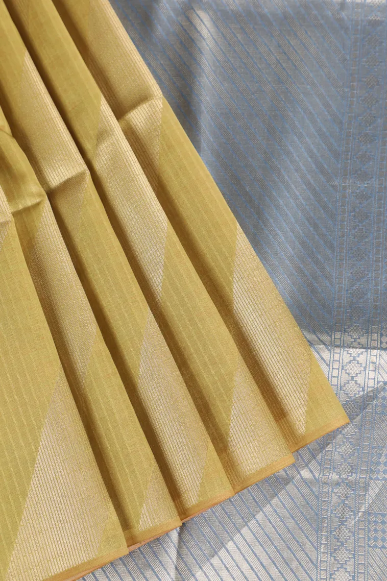 Biscotti Yellow Tussar Saree with Gold Zari Stripes