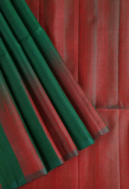 Pine Green Soft Silk Saree Without Zari With Plain