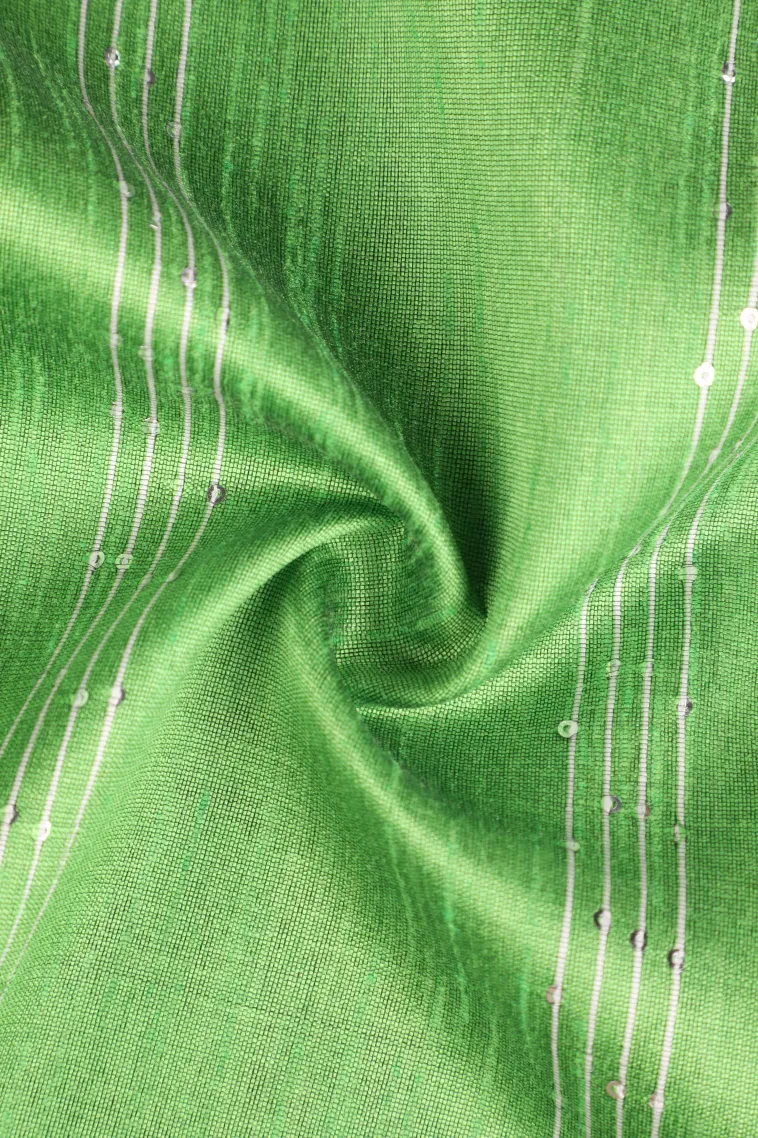 Forest Green Jute Sarees with Thread Zari Stripes view 4