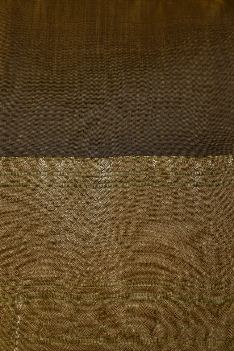 Asphalt Black Soft Silk Saree with Gold Zari Kodi Pattern view 3