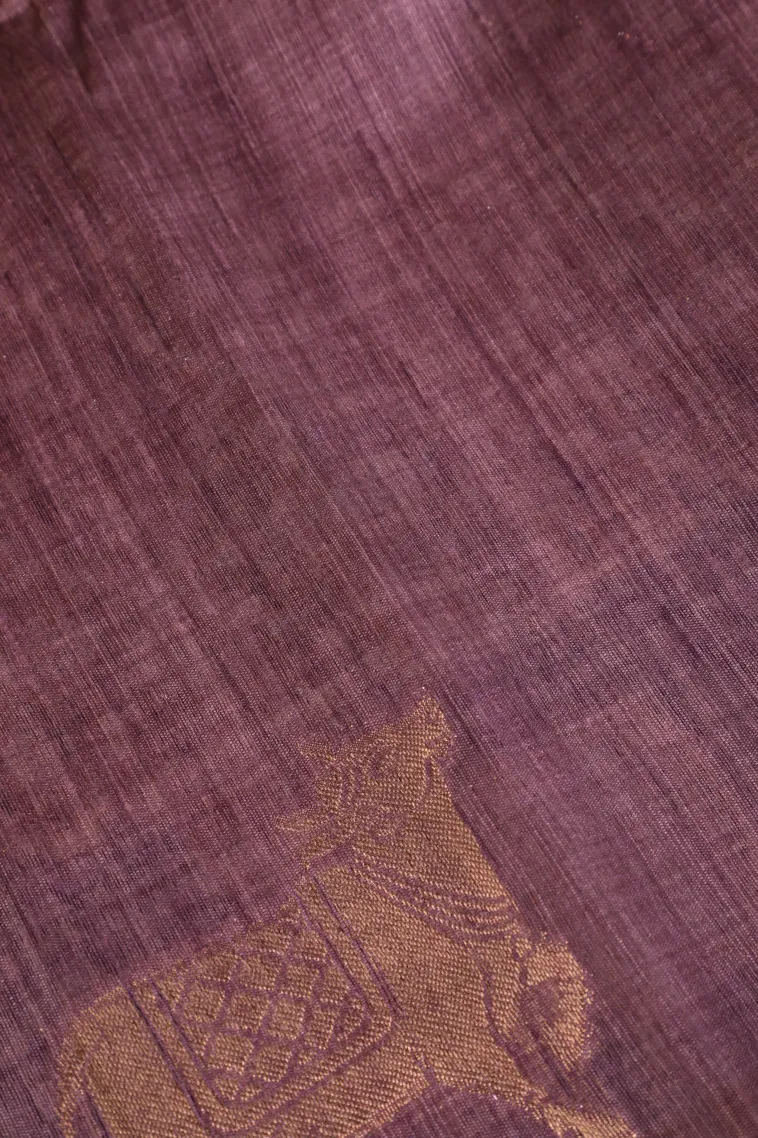 Sapphire Blue Semi Tussar Silk with Gold Zari Buttis (small Dots Or Motifs) view 3