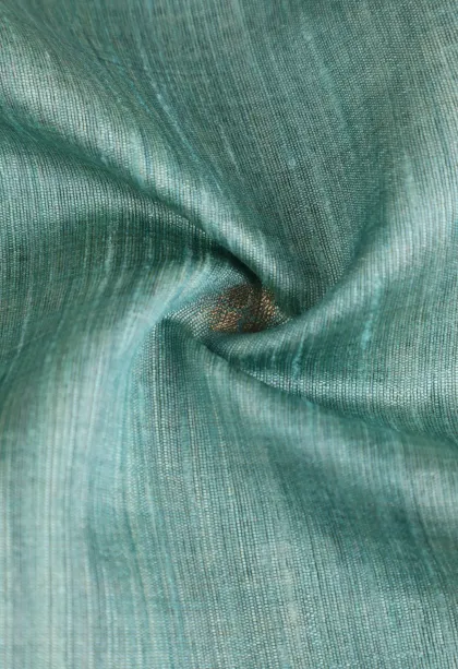 Sapphire Blue Semi Tussar Silk with Gold Zari Buttis (small Dots Or Motifs)