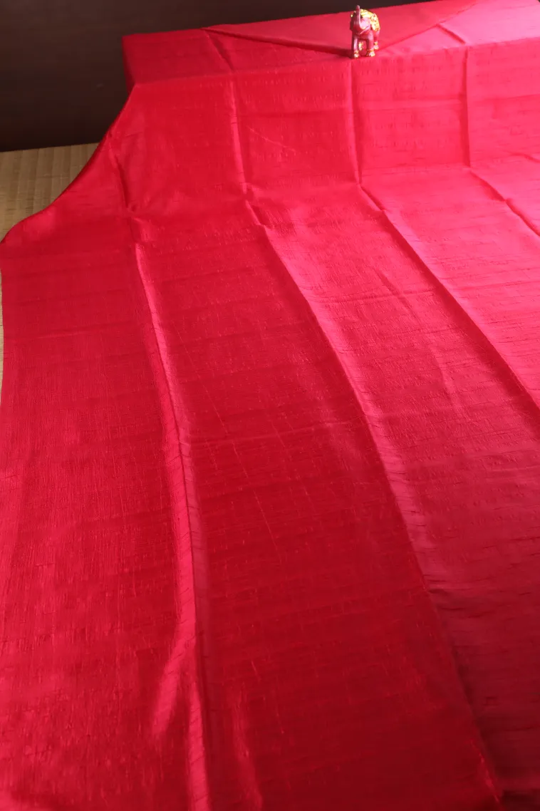 Punch Pink Jute Sarees Without Zari With Plain view 2