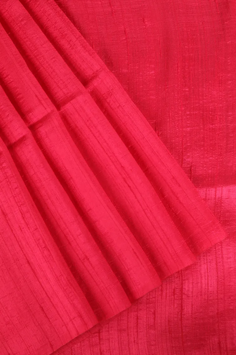 Punch Pink Jute Sarees Without Zari With Plain