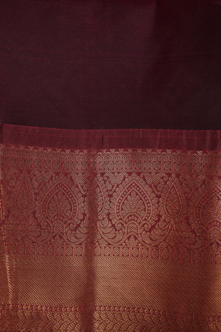 Bottle Green Soft Silk Saree with Gold Zari Flower Mottif view 3