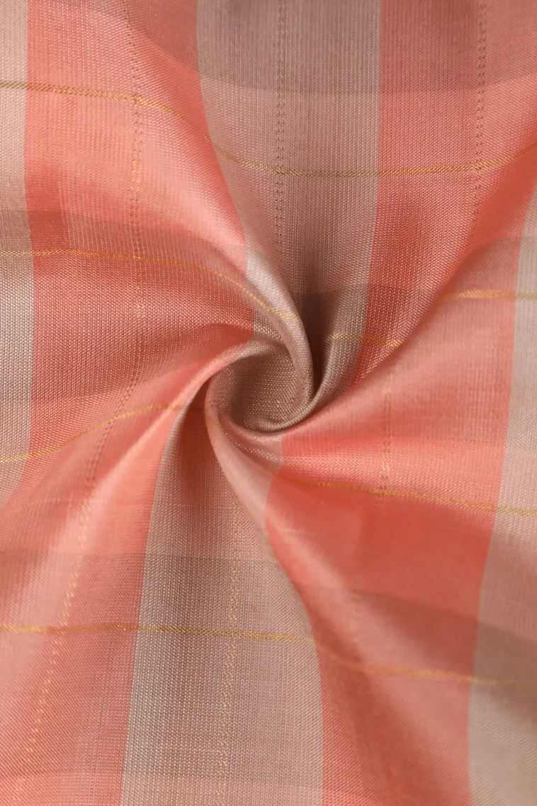 Coconut White Soft Silk Saree with Gold And Silver Zari Checks view 4