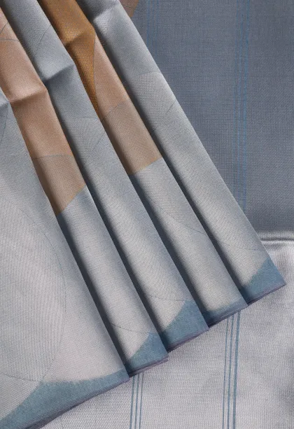 Cerulean Blue Jute Sarees with Silver Zari Geometric Shapes