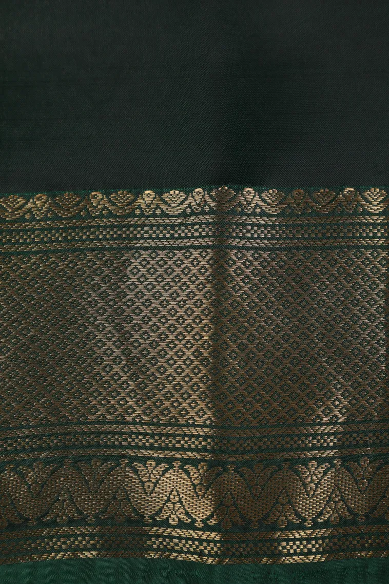 Aegean Blue Soft Silk Saree with Gold Zari Straipes And Puttas view 3