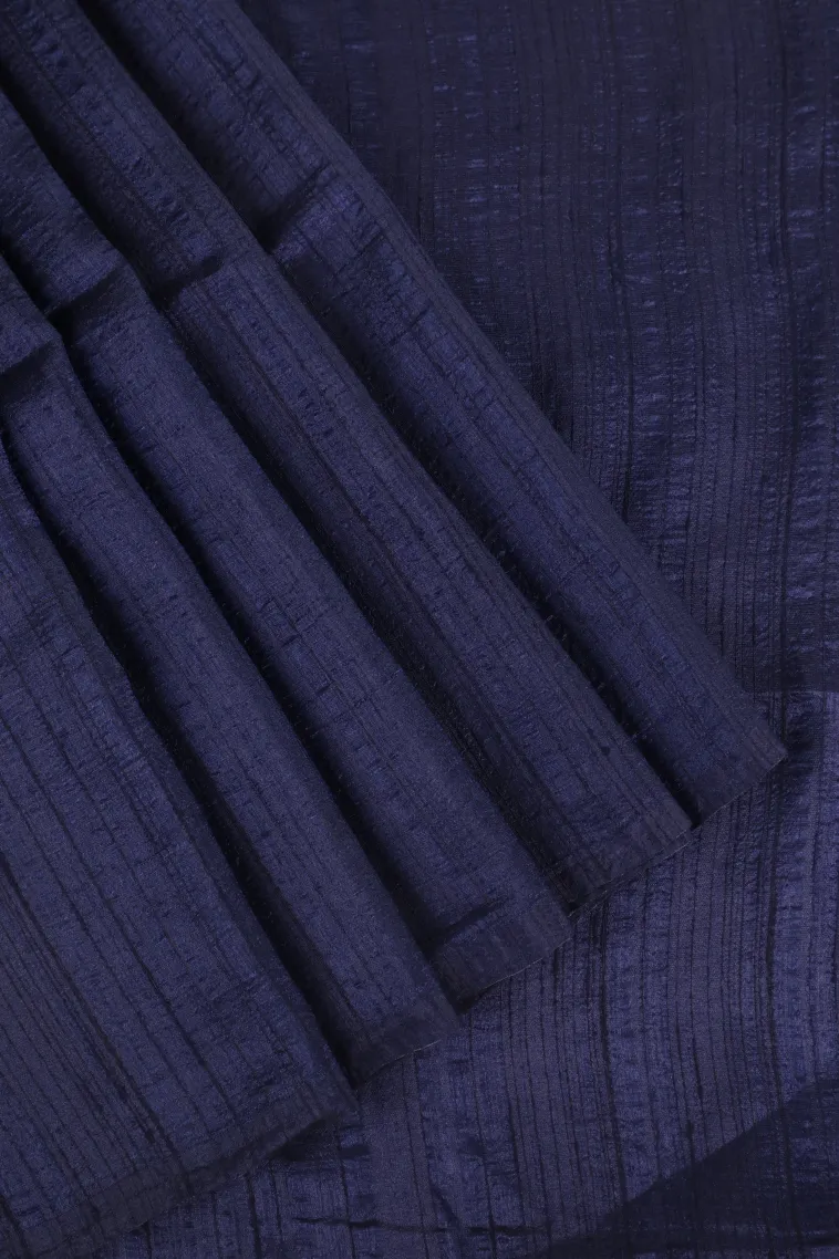 Indigo Blue Jute Sarees Without Zari With Plain