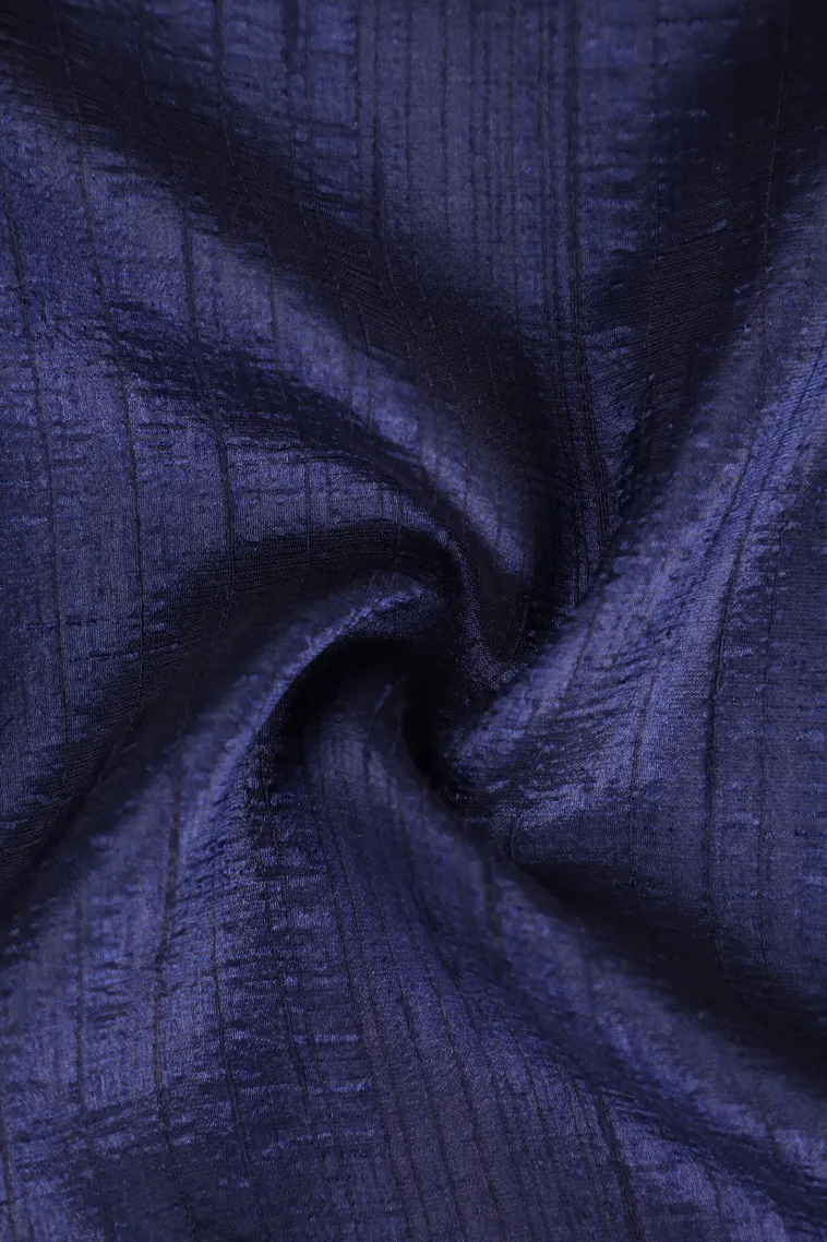 Indigo Blue Jute Sarees Without Zari With Plain view 4