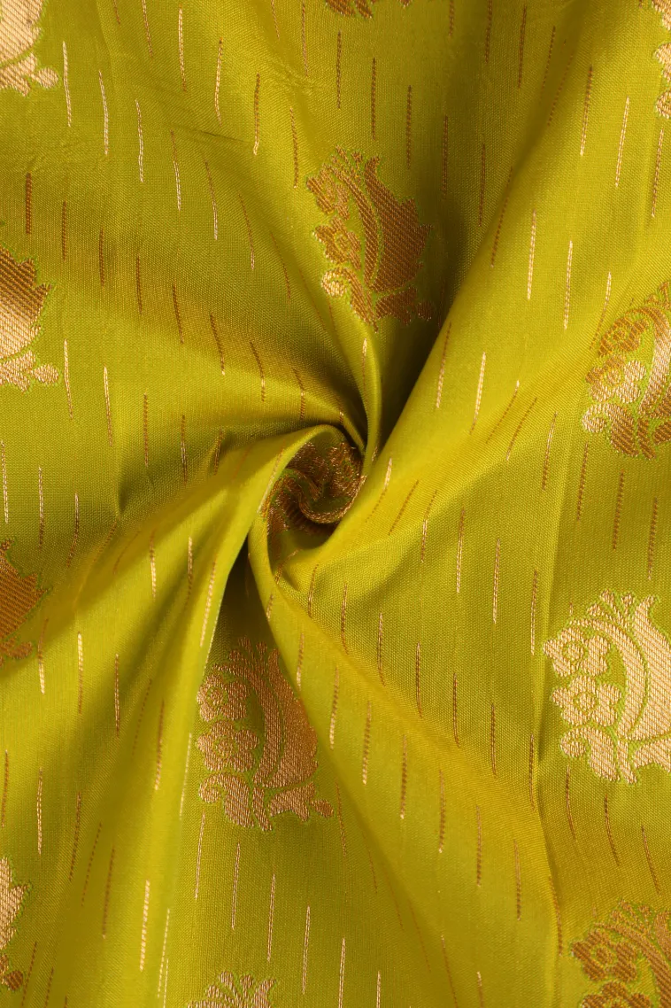 Olive Green Visiri Madippu Silk Sarees with Copper Zari Straipes And Puttas view 4