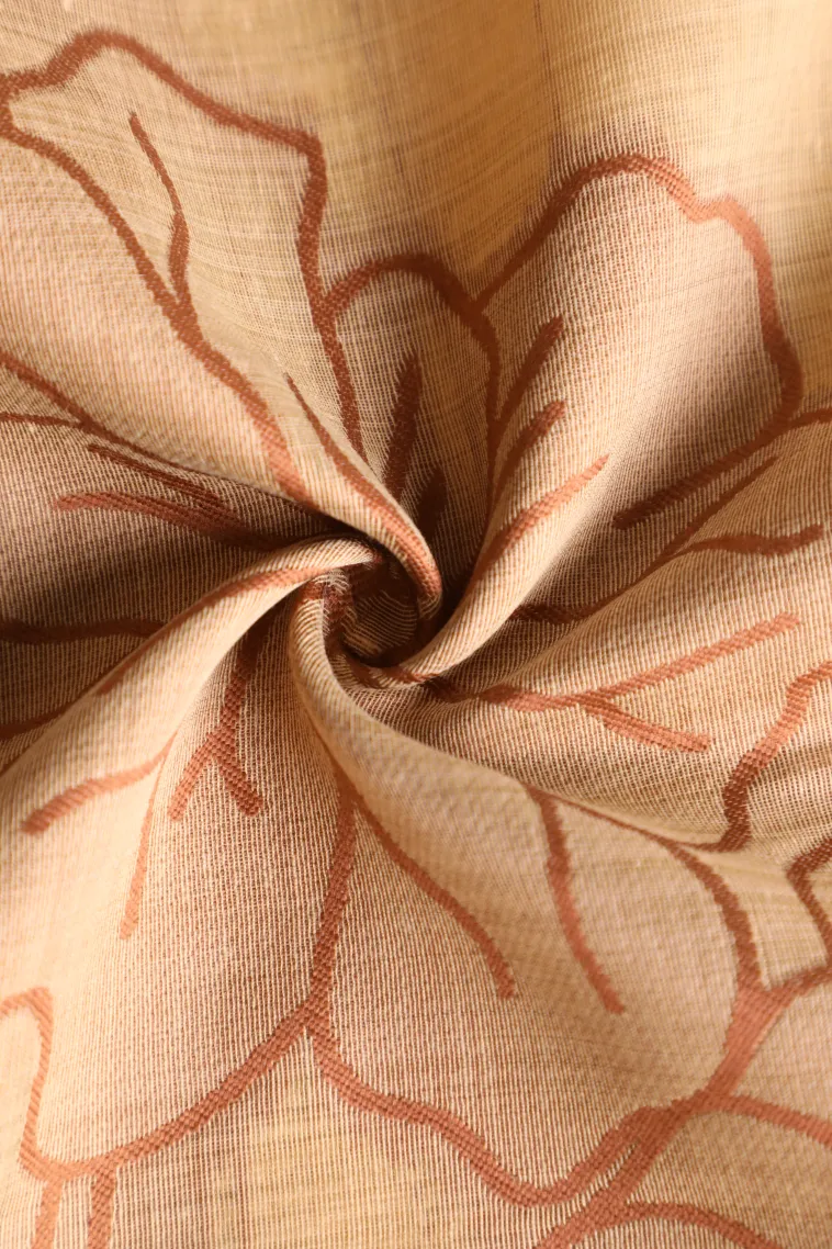 Sandollar Yellow Linen Saree Without Zari With Floral Patterns view 4